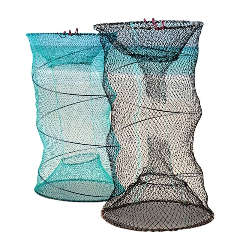 Excellent folding Large size 80*160cmstainless steel wire crab trap round lobster minnow marten cage trap