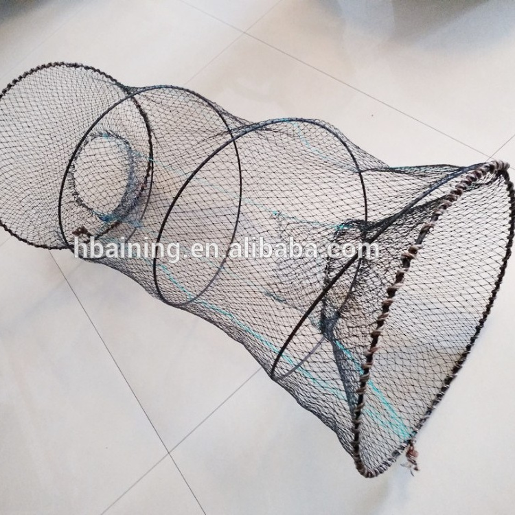 Mesh folding lobster crab crawfish shrimp trap cage fishing net 25*45cm