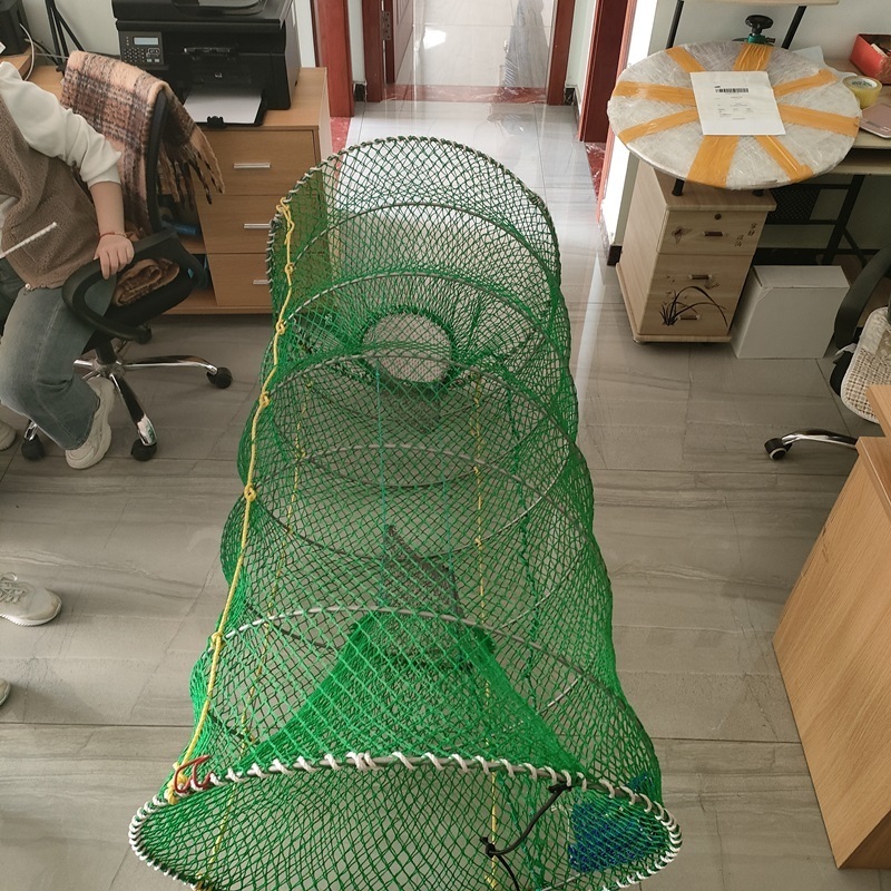 Excellent folding Large size 80*160cmstainless steel wire crab trap round lobster minnow marten cage trap