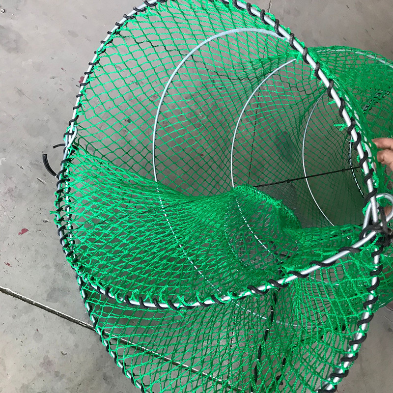 70x130cm  70x140cm Green Mesh Spring Folding Crab Fishing Pot Loaded Black Cod Fish Traps for Alaska with bait jars Turbot pot