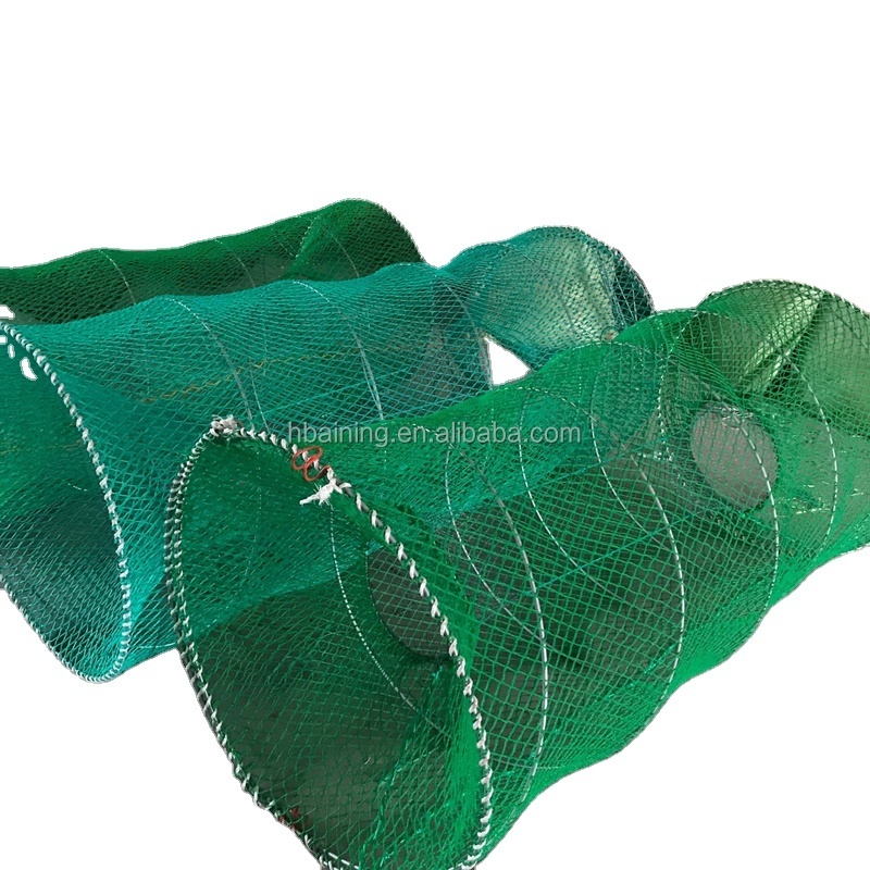 70x140cm 76*160cm Green Mesh Spring Folding Crab Fishing Pot Loaded Black Cod Fish Traps for Alaska with bait jars Turbot pot