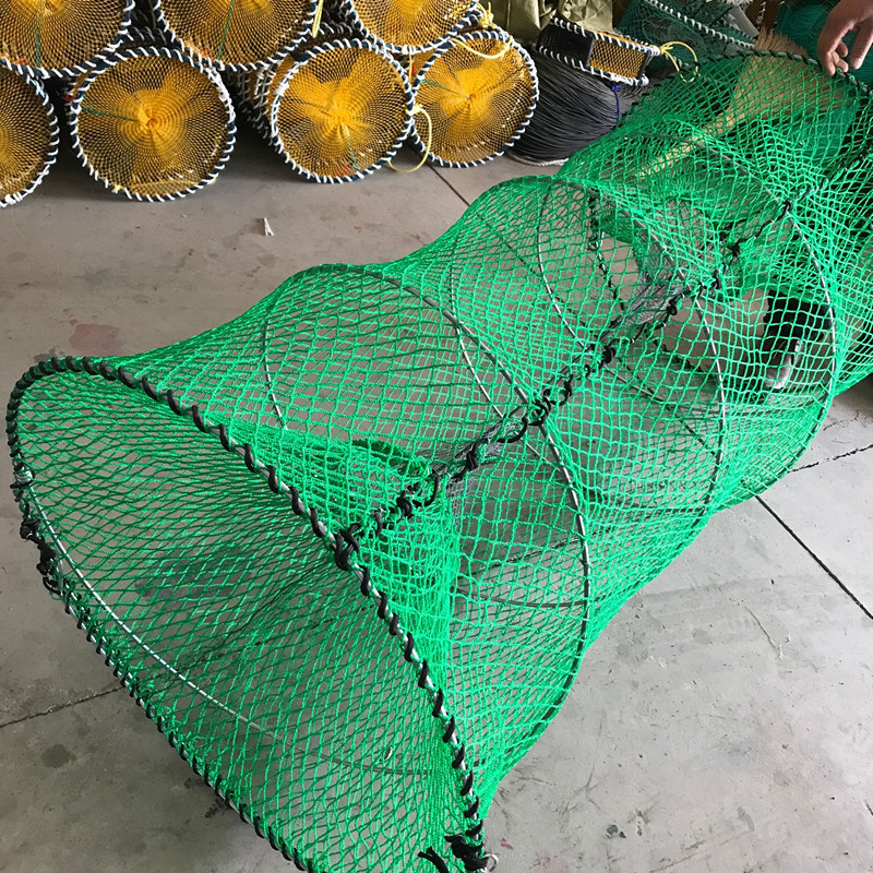 70x130cm  70x140cm Green Mesh Spring Folding Crab Fishing Pot Loaded Black Cod Fish Traps for Alaska with bait jars Turbot pot