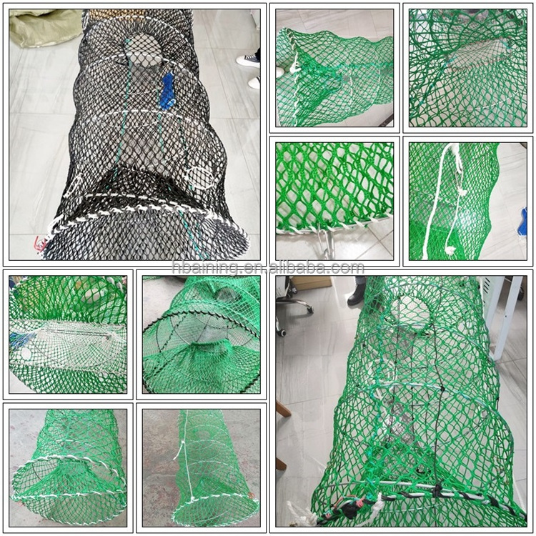 70x130cm  70x140cm Green Mesh Spring Folding Crab Fishing Pot Loaded Black Cod Fish Traps for Alaska with bait jars Turbot pot