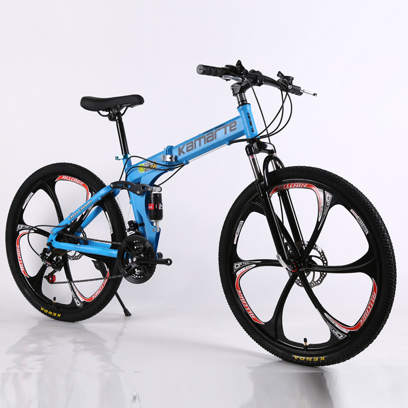 Sports cycles Folding Mountain Bike 27 Speed 26 Inch Folding Bike Double Alloy Shock Shimano KAIMARTE Mountain Bike