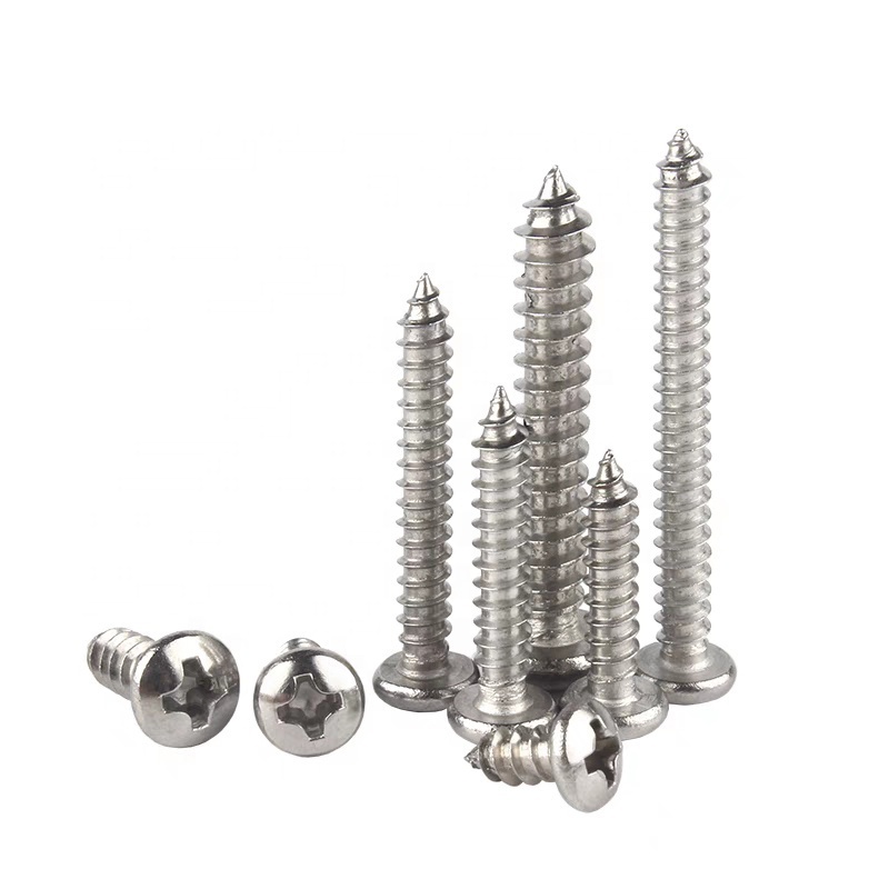 High quality low price DIN7981 304 stainless steel self tapping screws pan head screw m4x20 for metal plastic