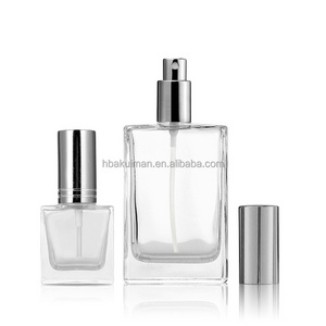 Factory Price Custom Transparent Square Perfume Bottles 10ml 15ml 30ml 50ml 100ml glass With Screw Sprayer Cap perfume bottles