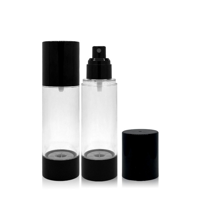 Wholesale Luxury Plastic vacuum Airless Pump Bottle Black 30ml 15ml50ml 80ml 100ml120ml For Skin Care Lotion Cosmetics Packaging