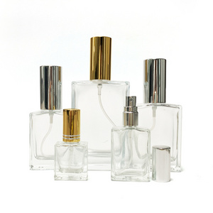 Free Sample 10ml 30ml 50ml 100ml luxury Clear Flat Square Perfumes Bottle With Screw Spray Pump