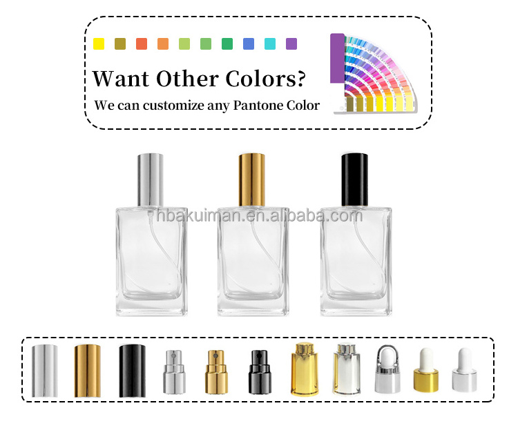 Factory Price Custom Transparent Square Perfume Bottles 10ml 15ml 30ml 50ml 100ml glass With Screw Sprayer Cap perfume bottles