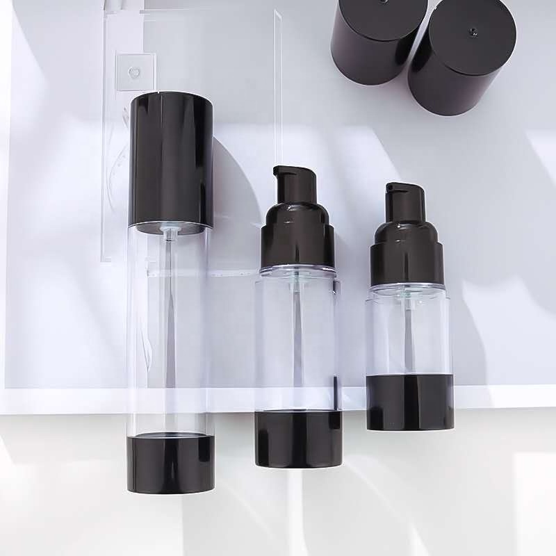 Wholesale Luxury Plastic vacuum Airless Pump Bottle Black 30ml 15ml50ml 80ml 100ml120ml For Skin Care Lotion Cosmetics Packaging