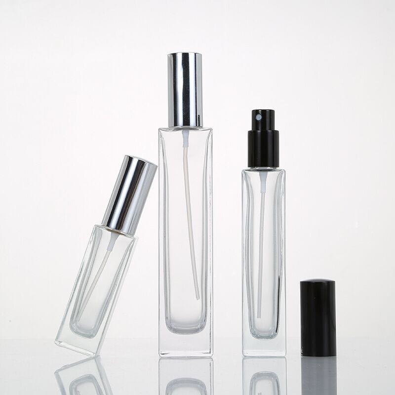 Cosmetic Packaging 5ml 7ml 10ml 20ml 30ml 50ml 100ml Empty Clear Square Glass Perfume Bottle With Spray pump cap