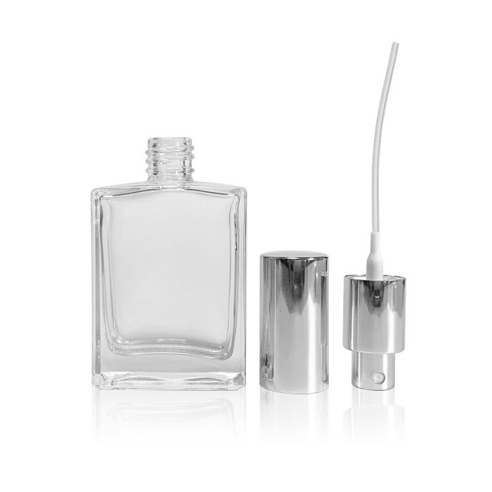 Free Sample 10ml 30ml 50ml 100ml luxury Clear Flat Square Perfumes Bottle With Screw Spray Pump