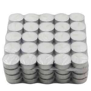 Mid East market cheap price small white 100 pcs tealight candles unscented tea cup candle colored