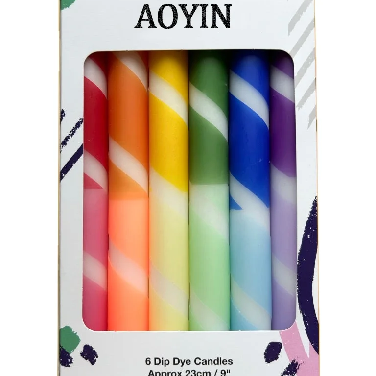 Wedding parties DIY handmade dip dye neon candle lighting scented dip dye stick candles