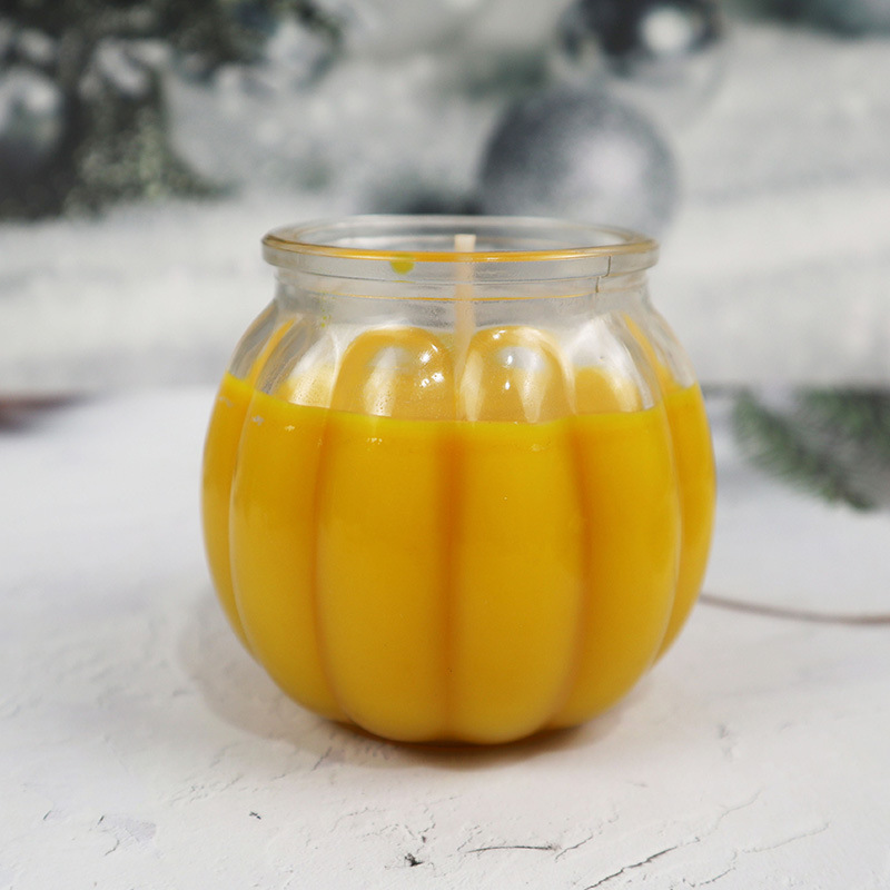 Wholesale handmade pumpkin cup scented candles soy wax scented glass candles as gift