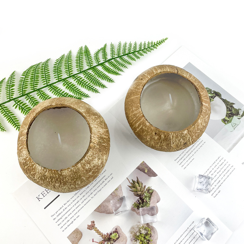 Luxury Highly Scented Natural Coconut Shell Bowl Shape Soy Scented Candle Soy Wax Coconut Candles