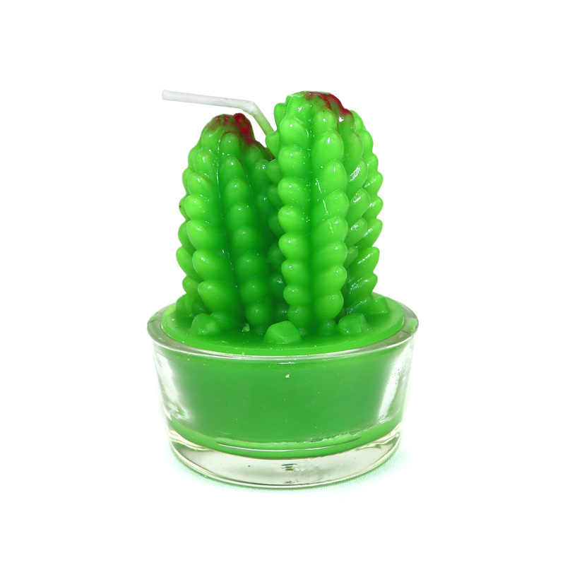 Cactus Tealight Candles Gift Set Handmade Delicate Smokeless Cute Succulents Green Plant Candle For Party