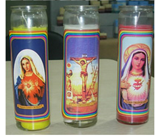 Hot sale spiritual religious white color 7 day glass jar prayer church candle