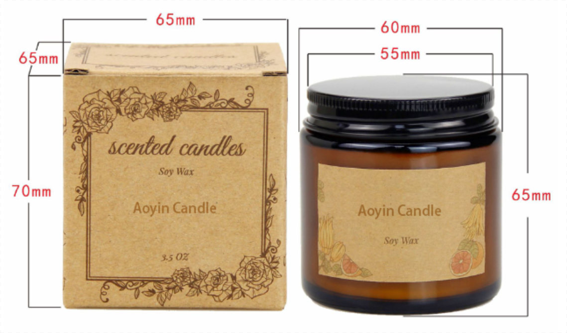 Home Scented Aromatherapy soy wax 24 hour Long lasting Amber Jar candles