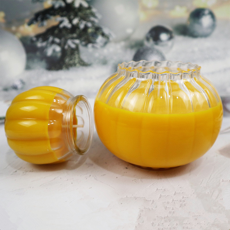 Wholesale handmade pumpkin cup scented candles soy wax scented glass candles as gift