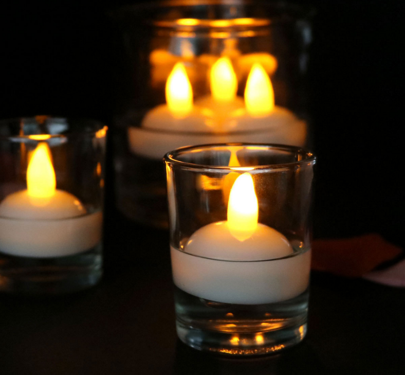 Dimmable water floating wax led tea light candle