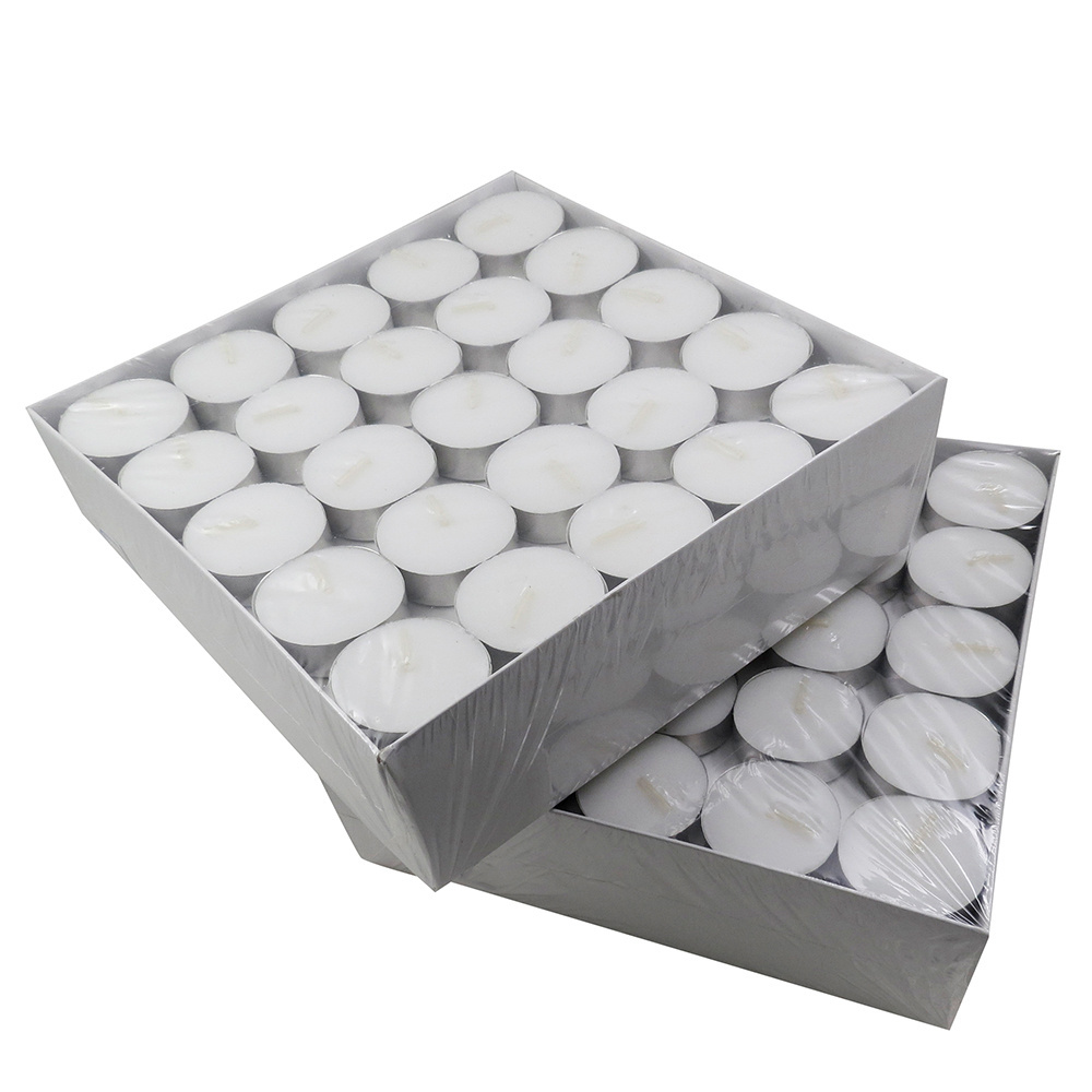 OEM factory natural paraffin wax candle 4 hour 8 hour burning time white color tea light candles