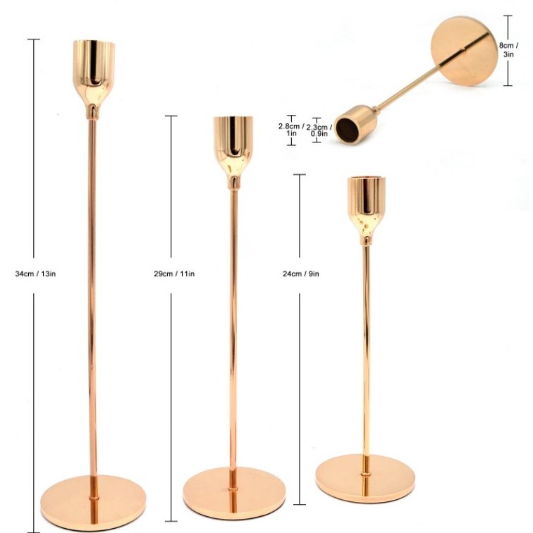 Taper Stick Candle Holders 3pcs set Decorative Candlestick Holders