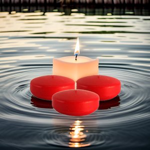 Paraffin wax unscented white floating candle on water