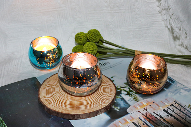 Modern Design Gold Mercury Bulk Clear Votive Tealight Candle Holders Glass Jars For Wedding Decor