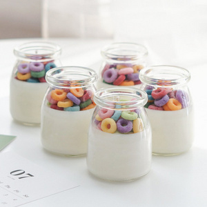 Soy Wax Fruit Loops Cereal Candles Cute Fun Scented Budding Glass Jar Candle for Dessert Lovers