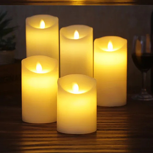 Real Wax Pillar Led Flickering Candles Battery Operated Flameless Candles 5