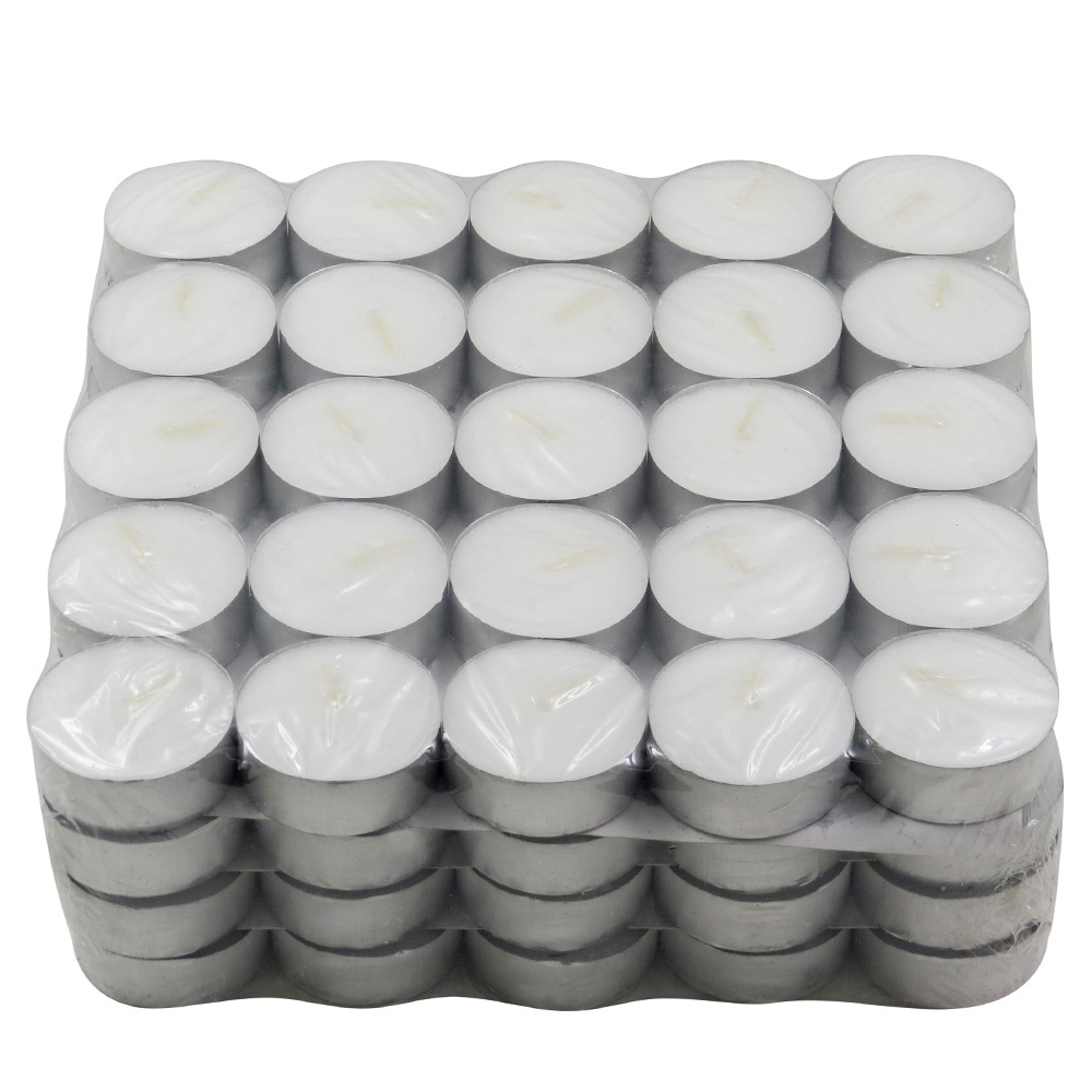 100pack 4hours 6hrs 8hrs Burning  time Pressed tea light wax candles unscented white tealight candle