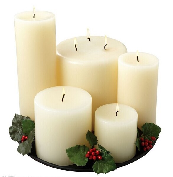 Hot Sale Unscented Pilllar Ivory White Candles 3