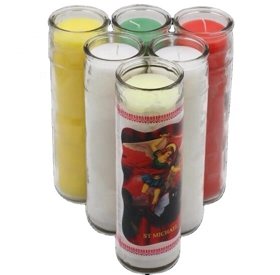 7Days 6.4*21cm Glass Candles Religious Church Christianity Candle With Your Own Logo