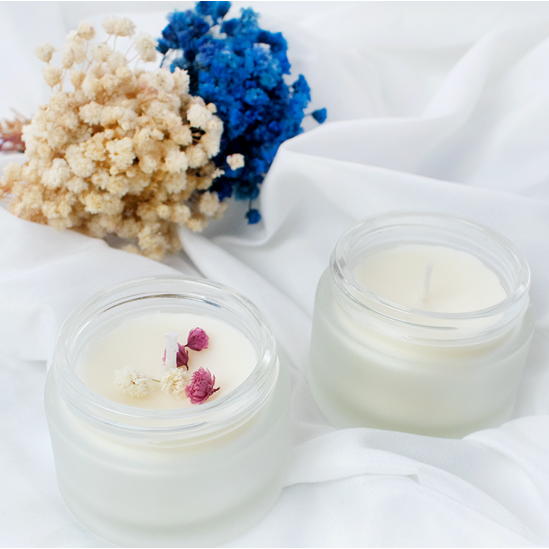 Frosted glass jar handmade scented candles DIY flower candles