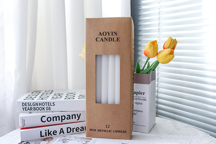 12 Pack Tall Taper Candles 10 Inch White non drip  Unscented Dinner Candle 8hrs burning time