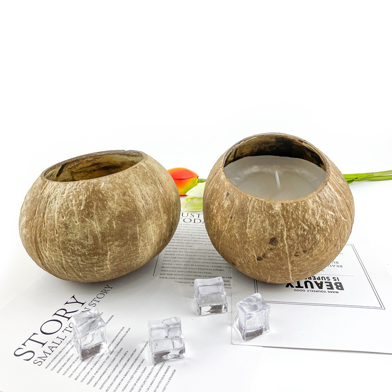 Luxury Highly Scented Natural Coconut Shell Bowl Shape Soy Scented Candle Soy Wax Coconut Candles