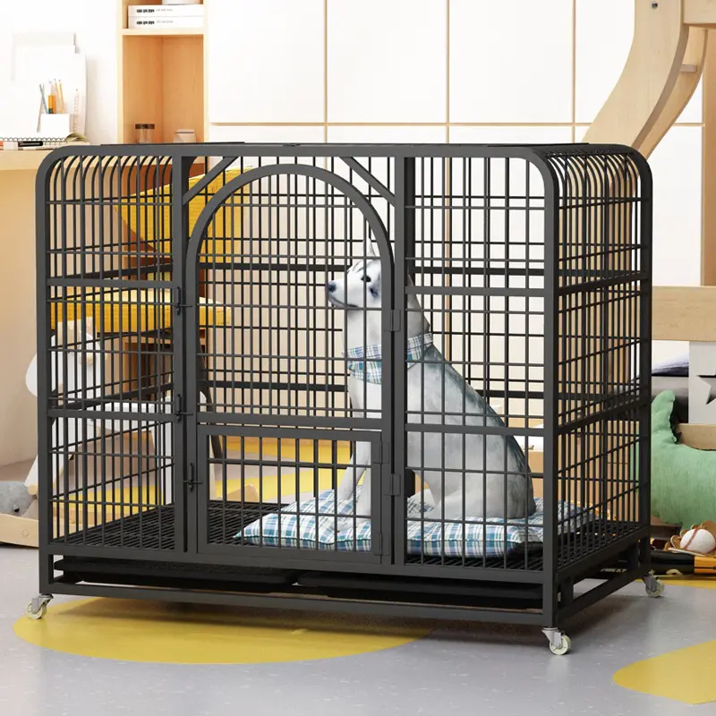 large free space domestic pet cat dog crate villa indoor pet house dog cage stainless with wheel