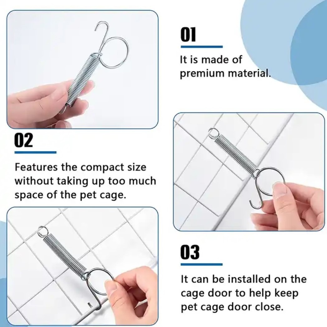 Cage Spring Manufacturer Customized Extension Spring With Hook Spring Lock For Animals Cages