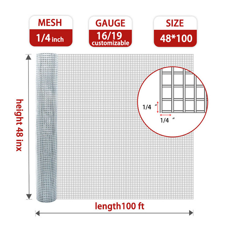 Electrowelding 10x10cm welded rabbit cage wire mesh Gauge galvanized welded fencing net wire mesh