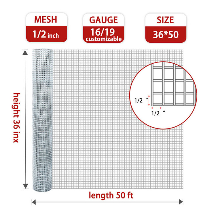 Electrowelding 10x10cm welded rabbit cage wire mesh Gauge galvanized welded fencing net wire mesh