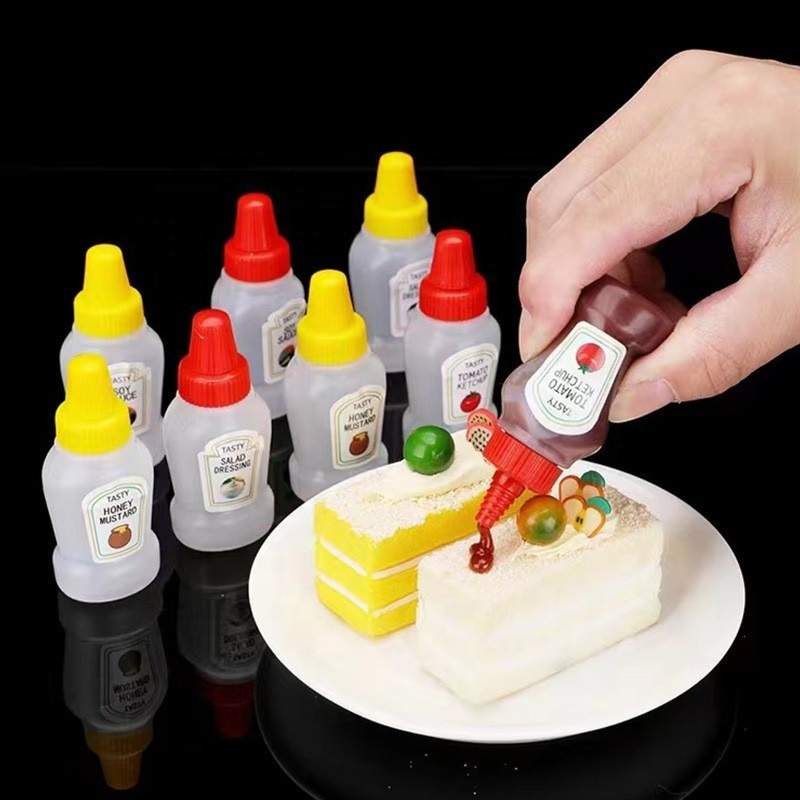 Portable Mini Ketchup Sauce Bottle 25ml Empty Plastic Salad Dressing Squeeze Packaging Bottle With Twist Cap