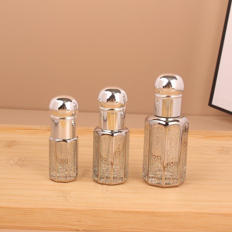 New Arrival Arab Attar Roller Perfume Bottle 3ml 6ml 12ml Octagonal Vial Perfume Roll on Glass Bottle with Roller Balls