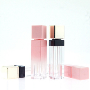 In Stock Low Moq Luxury 8ml Lip Gloss Tube Container LipGloss Wand Tubes Clear Pink Square Lip Gloss Tubes Container