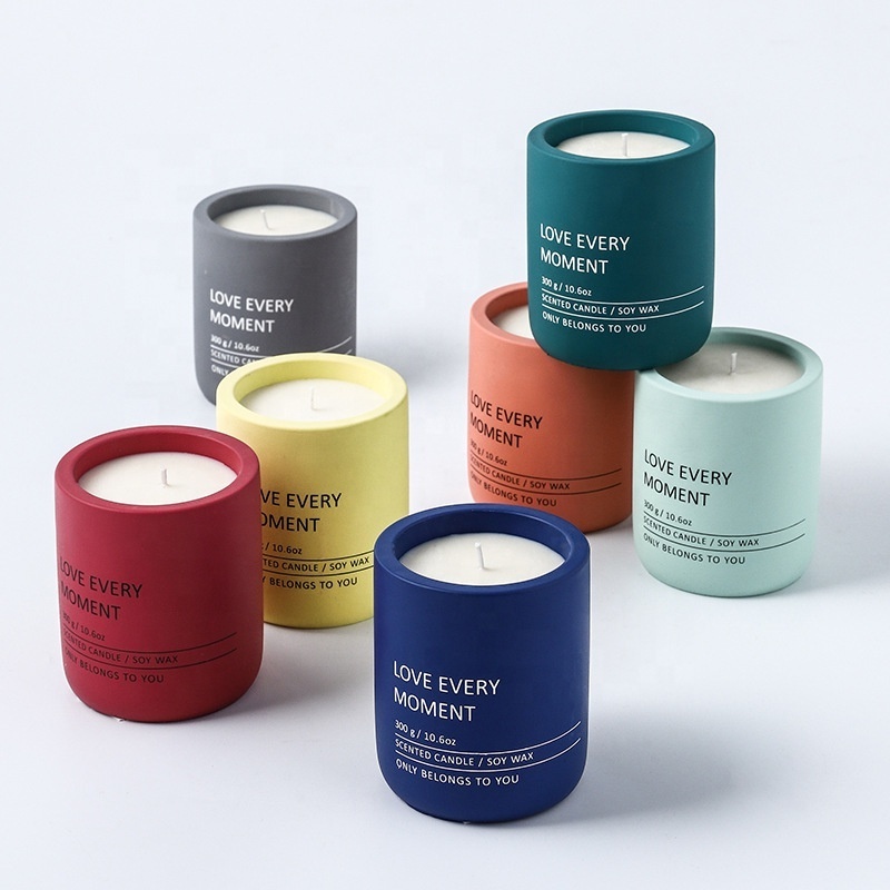 Wholesale colorful 300g matte ceramic candle container nordic cheap fashion ceramic candle jar