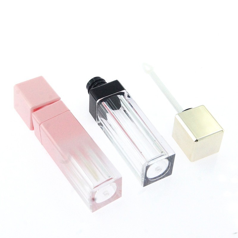 In Stock Low Moq Luxury 8ml Lip Gloss Tube Container LipGloss Wand Tubes Clear Pink Square Lip Gloss Tubes Container