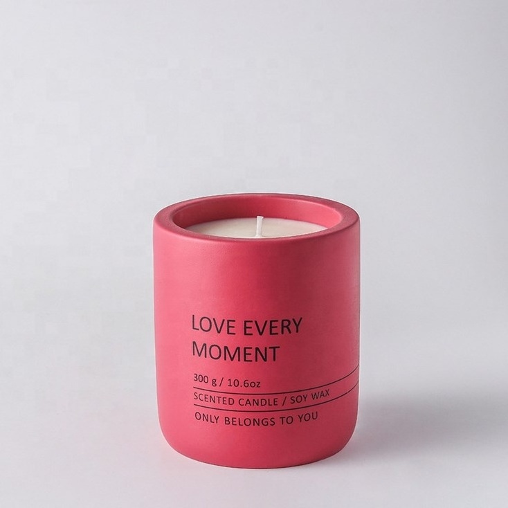 Wholesale colorful 300g matte ceramic candle container nordic cheap fashion ceramic candle jar