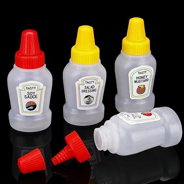 Portable Mini Ketchup Sauce Bottle 25ml Empty Plastic Salad Dressing Squeeze Packaging Bottle With Twist Cap