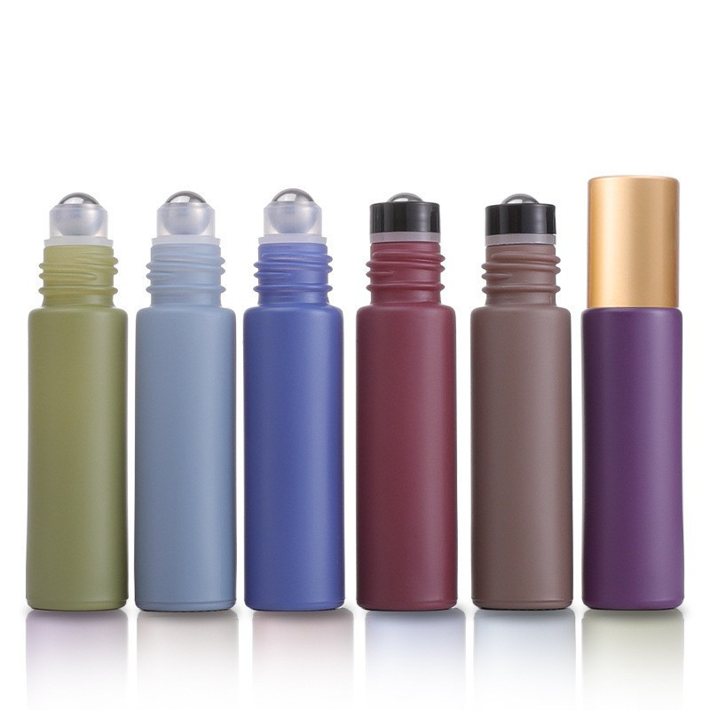 High Quality empty essential oil perfume perfume roller bottles 5ml 10ml 10 ml blue green purple red grey glass roll on bottle