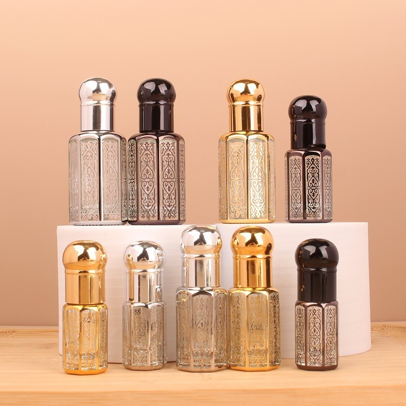 New Arrival Arab Attar Roller Perfume Bottle 3ml 6ml 12ml Octagonal Vial Perfume Roll on Glass Bottle with Roller Balls